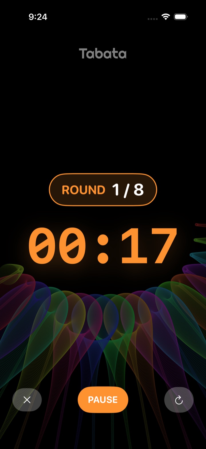 Tabata workout running on iPhone