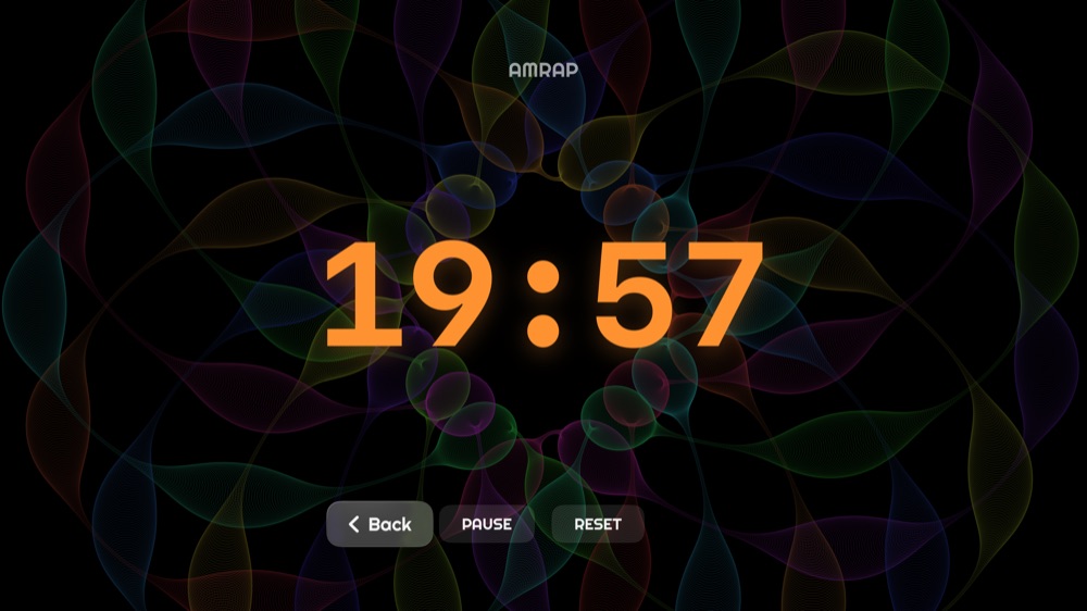 AMRAP workout on Apple TV with 19:57 remaining