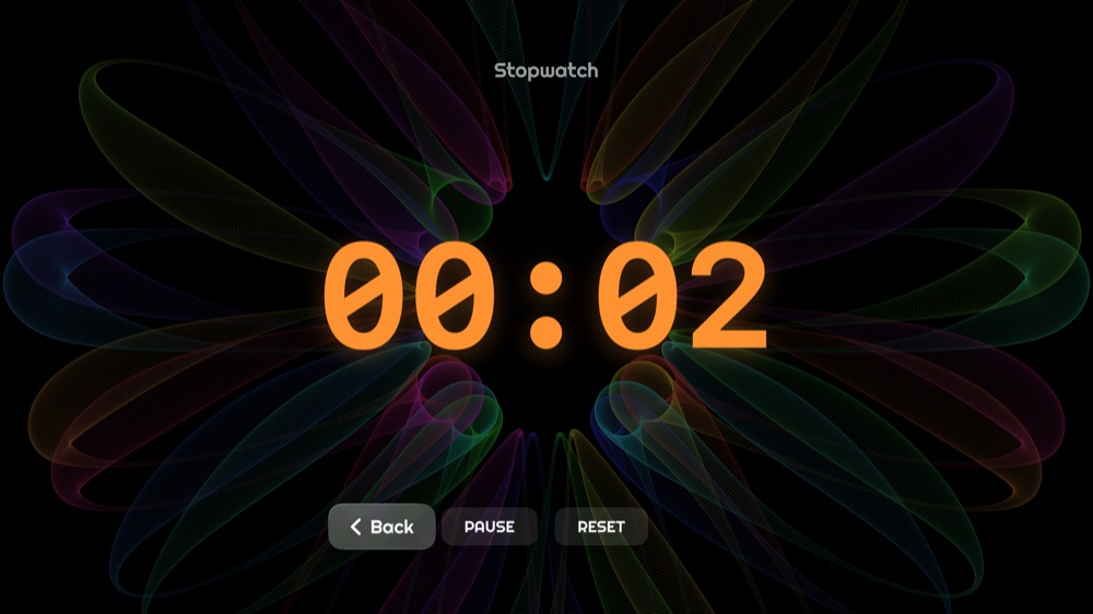 Stopwatch on Apple TV two seconds after starting